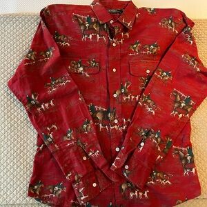 Ralph Lauren Red Equestrian Print Shirt- Vintage :-)